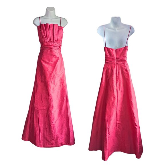Vintage Y2K WATTERS & WATTERS Silk Taffeta Fuschia Crumb Catcher Formal Gown 12 - Picture 4 of 7